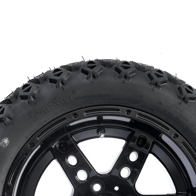 14インチのゴルフ カートの車輪に点を打ち、22x10-14をすべての地勢の光沢の黒6のスポーク疲れさせる