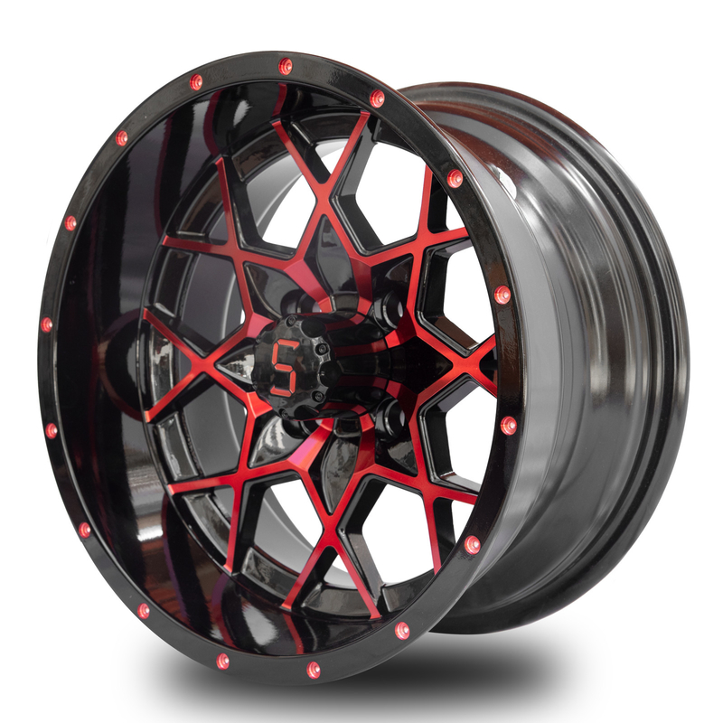 アルミ合金のゴルフ カートは赤い光沢の黒101.6 PCD 4x4のボルト パターンを動かす