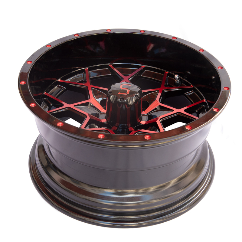 アルミ合金のゴルフ カートは赤い光沢の黒101.6 PCD 4x4のボルト パターンを動かす