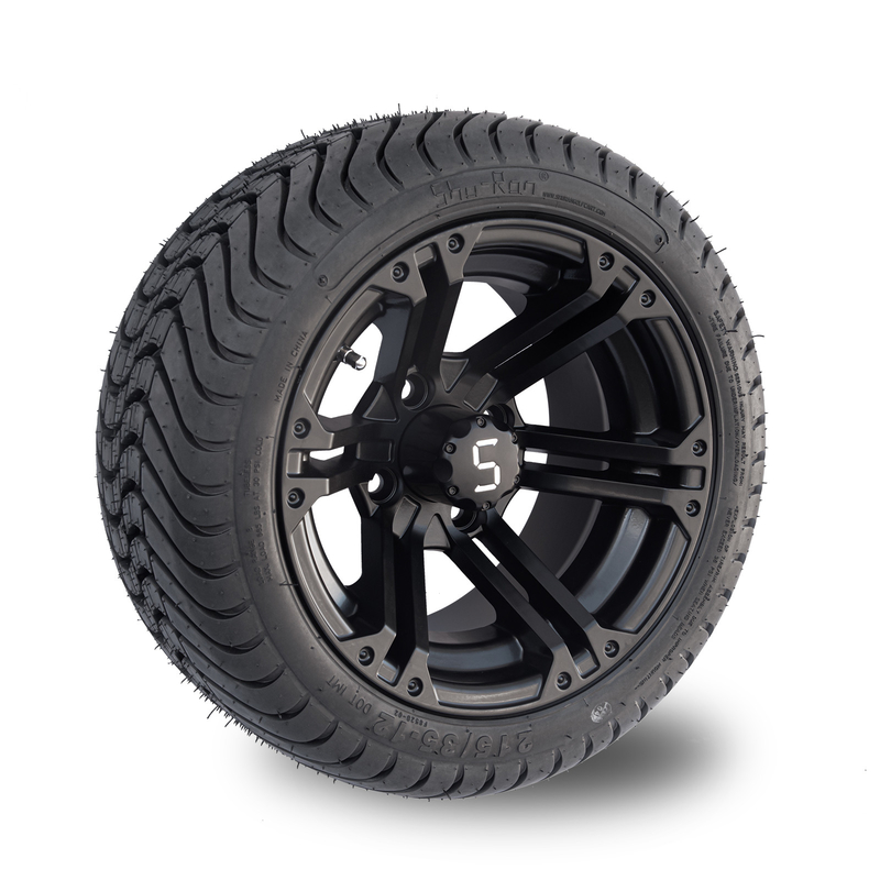12x7無光沢の黒いゴルフ カートの車輪はコンボの215/35-12薄型のタイヤ コンボの101.6 PCDを疲れさせる