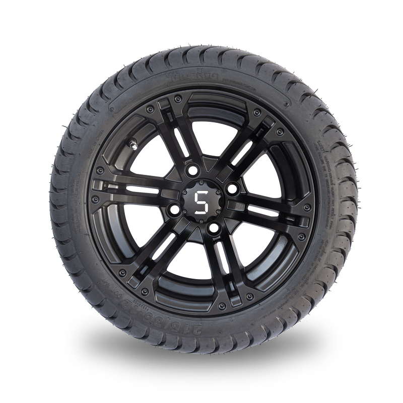 12x7無光沢の黒いゴルフ カートの車輪はコンボの215/35-12薄型のタイヤ コンボの101.6 PCDを疲れさせる