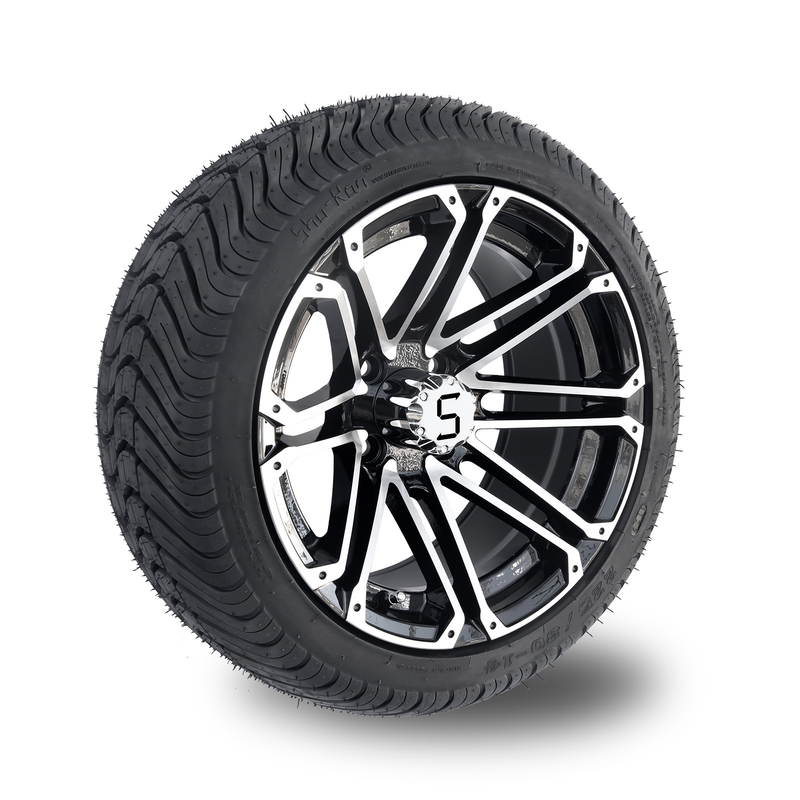 14x7ゴルフ カートの車輪およびタイヤのコンボの225/30-14通りのタイヤは光沢のある黒を機械で造った