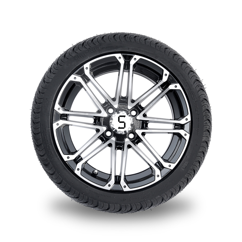 14x7ゴルフ カートの車輪およびタイヤのコンボの225/30-14通りのタイヤは光沢のある黒を機械で造った