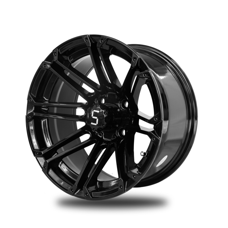 12x7ゴルフ カートの縁は黒いアルミ合金の縁4x4のボルト パターン101.6 PCDに光沢をつける