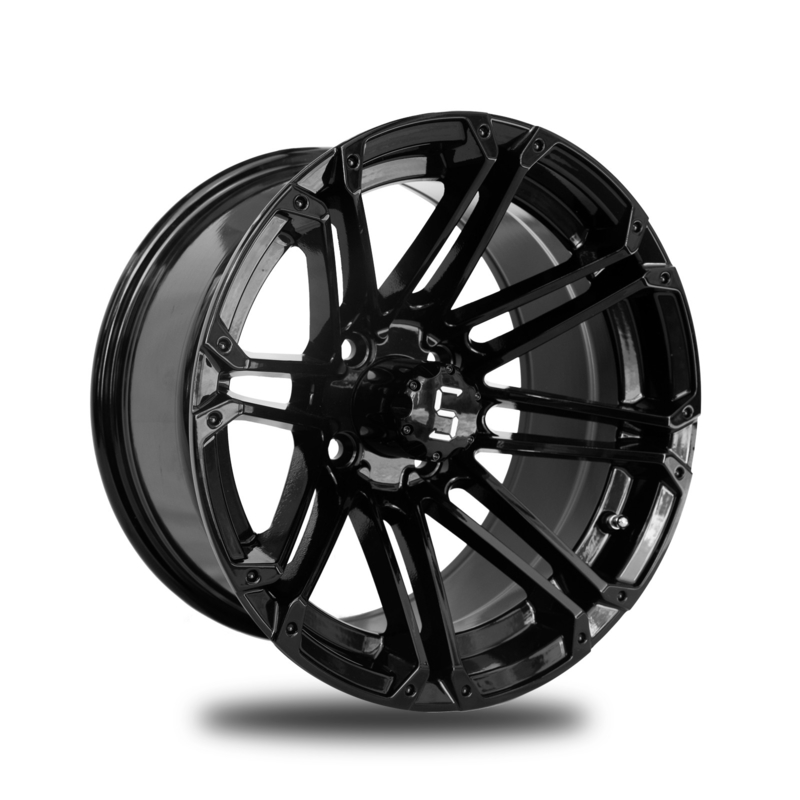 12x7ゴルフ カートの縁は黒いアルミ合金の縁4x4のボルト パターン101.6 PCDに光沢をつける