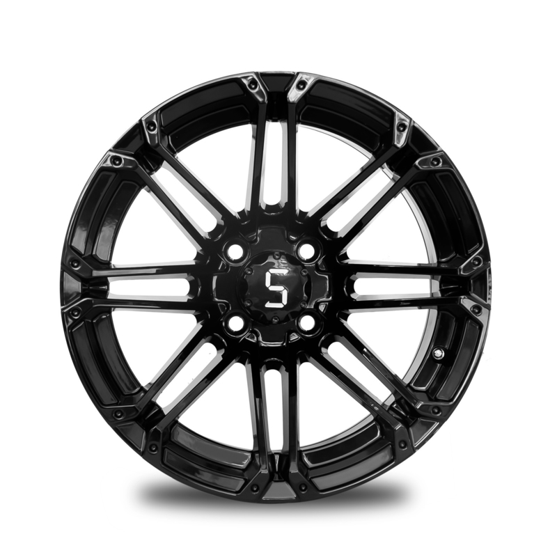 12x7ゴルフ カートの縁は黒いアルミ合金の縁4x4のボルト パターン101.6 PCDに光沢をつける