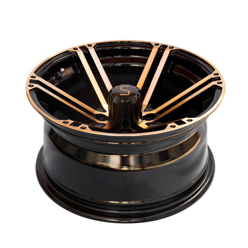 12x7 / 14x7ゴルフ カートは金/光沢の黒4/101.6 PCD -25をと動かす