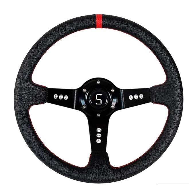 レッドストライプオフセット 3スペックステアリング 13.5 インチ ゴルフカート