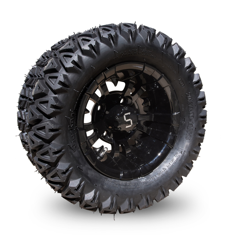 10インチゴルフカート 輪とタイヤ コンボ 20×10-10 ATV 機械加工/光沢黒