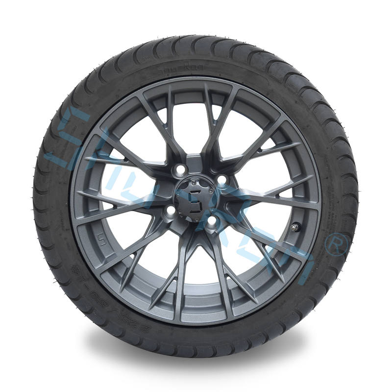 卸売 14' ガンメタル 完成型合金 ゴルフカート車輪,ATV UTV 225/30-14 ストリート ロープレスタイヤ
