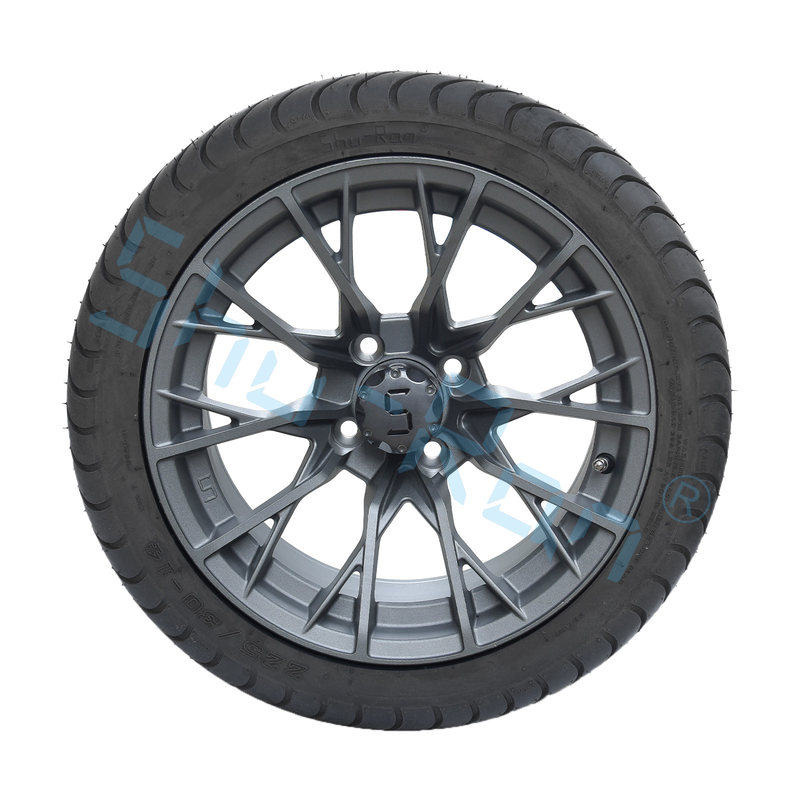卸売 14' ガンメタル 完成型合金 ゴルフカート車輪,ATV UTV 225/30-14 ストリート ロープレスタイヤ