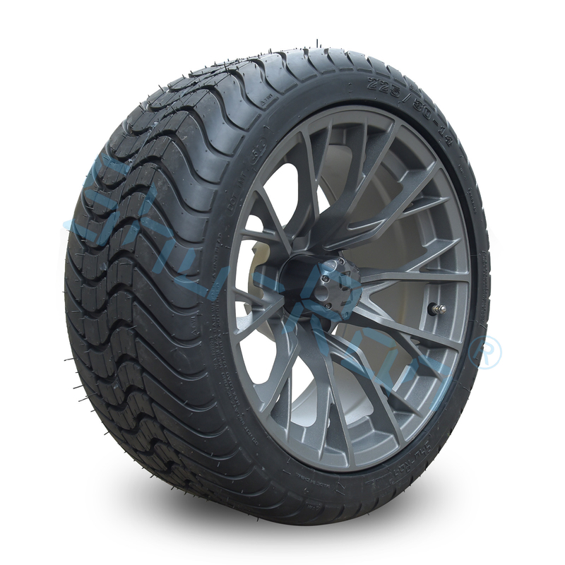 卸売 14' ガンメタル 完成型合金 ゴルフカート車輪,ATV UTV 225/30-14 ストリート ロープレスタイヤ