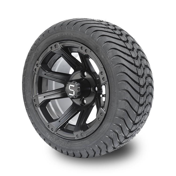 12インチの無光沢の黒い車輪をゴルフ カート、215/35-12通りは評価される4x4ボルト パターン点を疲れさせる