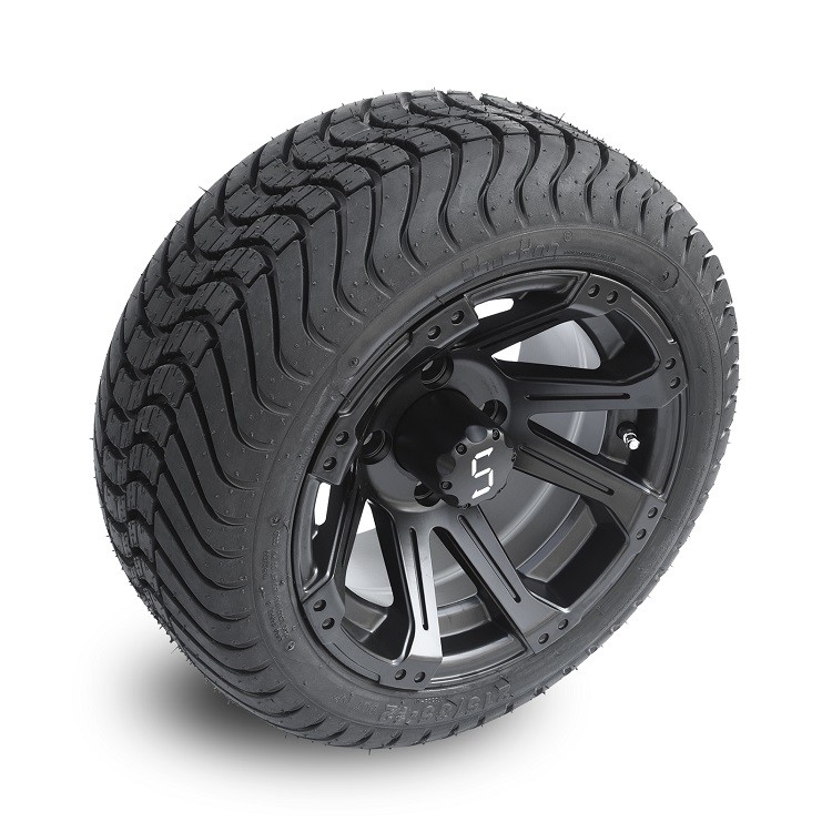 12インチの無光沢の黒い車輪をゴルフ カート、215/35-12通りは評価される4x4ボルト パターン点を疲れさせる