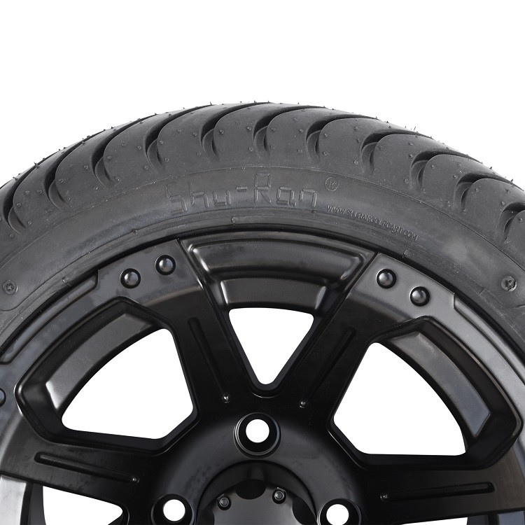 12インチの無光沢の黒い車輪をゴルフ カート、215/35-12通りは評価される4x4ボルト パターン点を疲れさせる