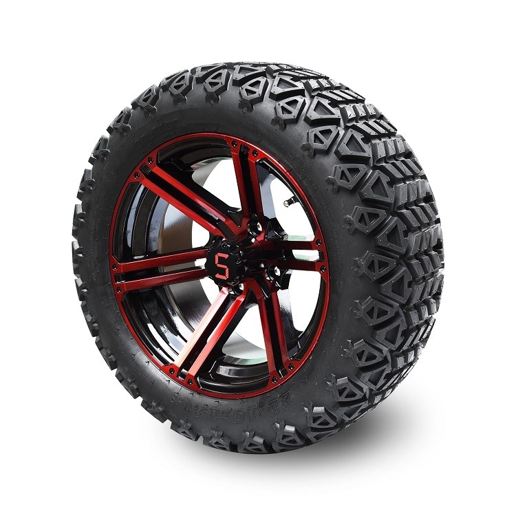 14インチのゴルフ カートの赤い/光沢のある黒い車輪および22x10-14」点すべての地勢のタイヤ アセンブリ