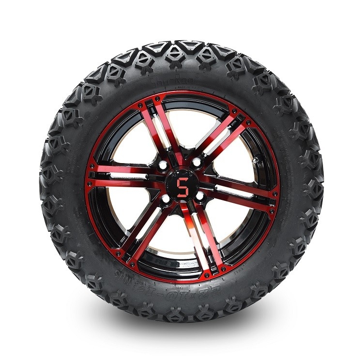 14インチのゴルフ カートの赤い/光沢のある黒い車輪および22x10-14」点すべての地勢のタイヤ アセンブリ