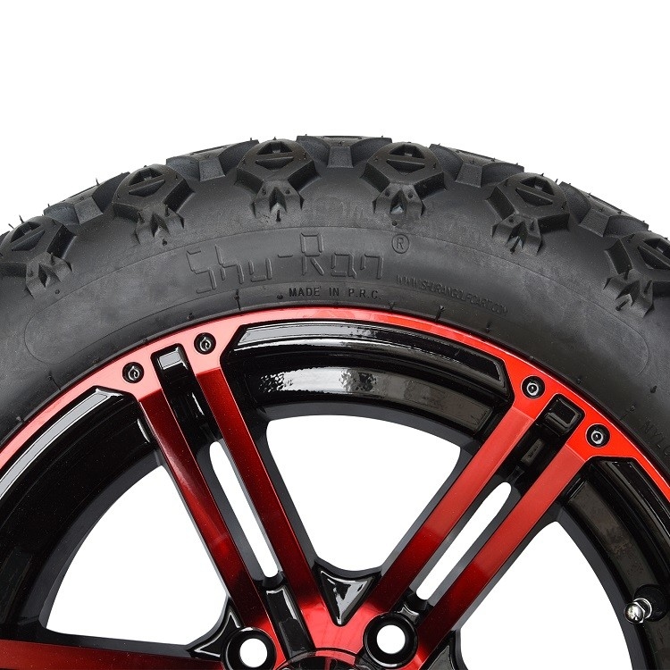 14インチのゴルフ カートの赤い/光沢のある黒い車輪および22x10-14」点すべての地勢のタイヤ アセンブリ