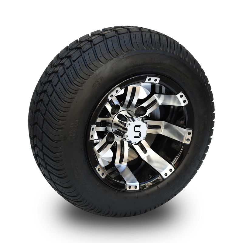 205/50-10点の薄型の通りのタイヤおよび10インチのゴルフ カート/評価された光沢のある黒い車輪のコンボの層4つ機械で造った